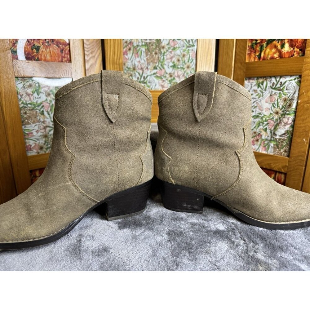 Windsor Smith Vintage Tan Suede Leather Ankle Boots Western Cowgirl Boho Sz 7 - Picture 5 of 9